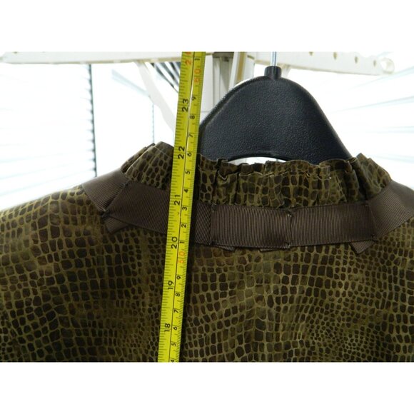 Pamela McCoy Gold Crocodile Embossed Leather Jacket With Satin Lining Size L - Picture 13 of 16